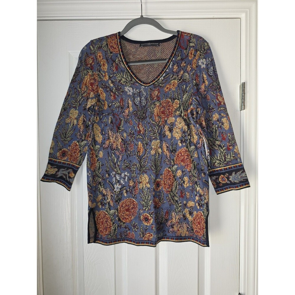 Peruvian ConnectionSize XS Tangier Tunic Top Floral Print 3/4 Sleeve Womens Pima